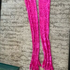 Authentic Versace Vibrant Pink Velvet Evening Gloves